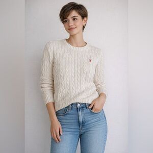 Ralph Lauren Ivory Cable Knit Crewneck Sweater size S
